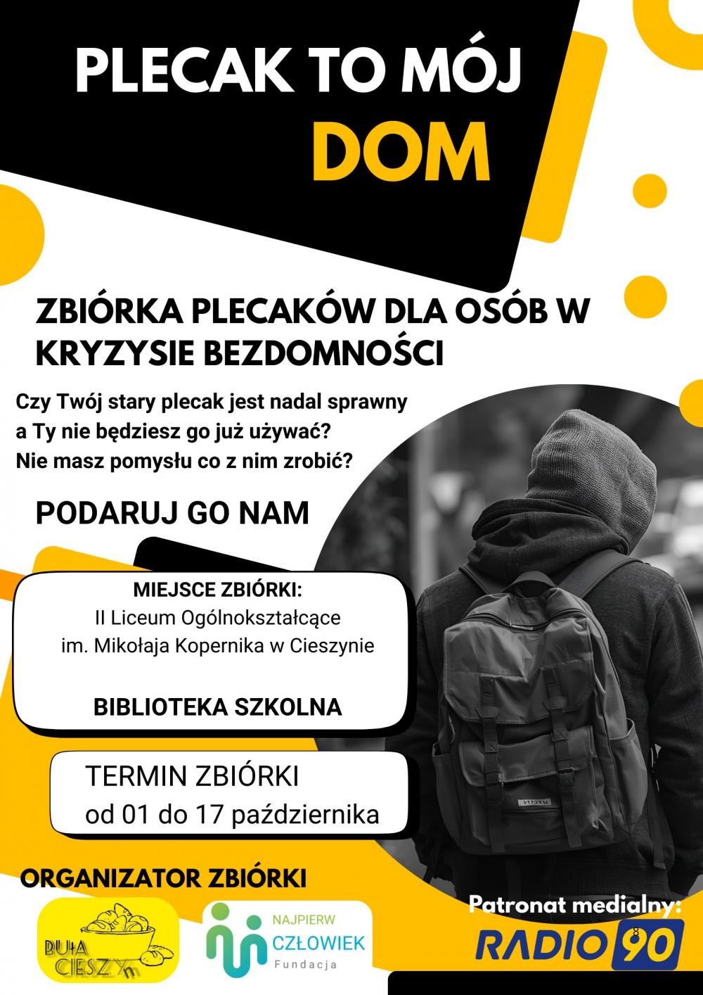 Akcja - PLECAK-TO MÓJ DOM - PRZYŁĄCZ SIĘ I POMÓŻ